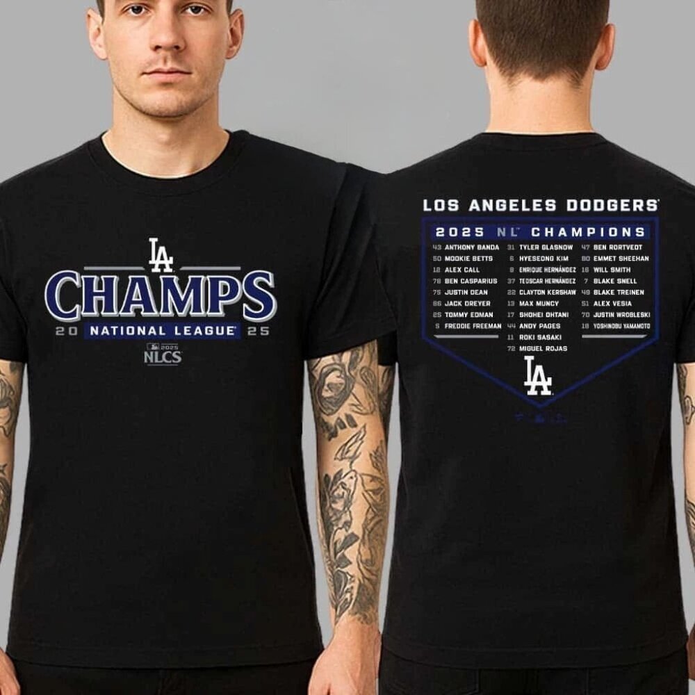 Los Angeles Dodgers Bloop Single Roster National League Champions 2025 T-Shirt